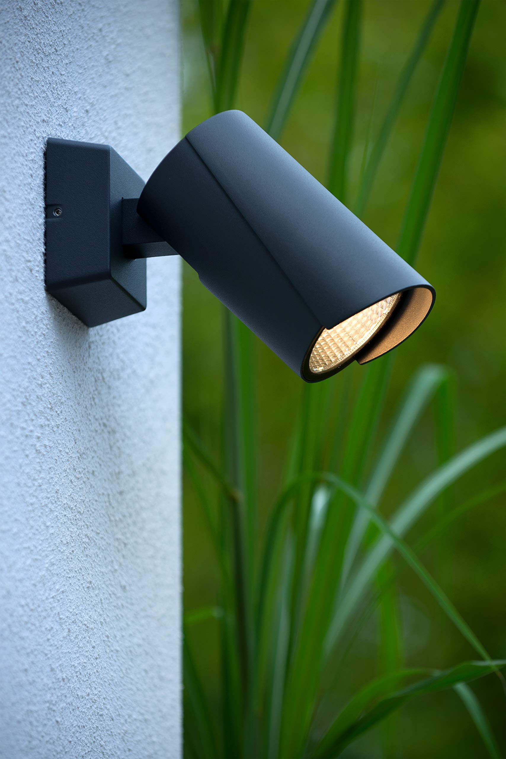 LUCIDE MANAL - Foco de pared/Lámpara de pared Dentro/Fuera - LED - 1x13W 3000K - IP65 - Antracita