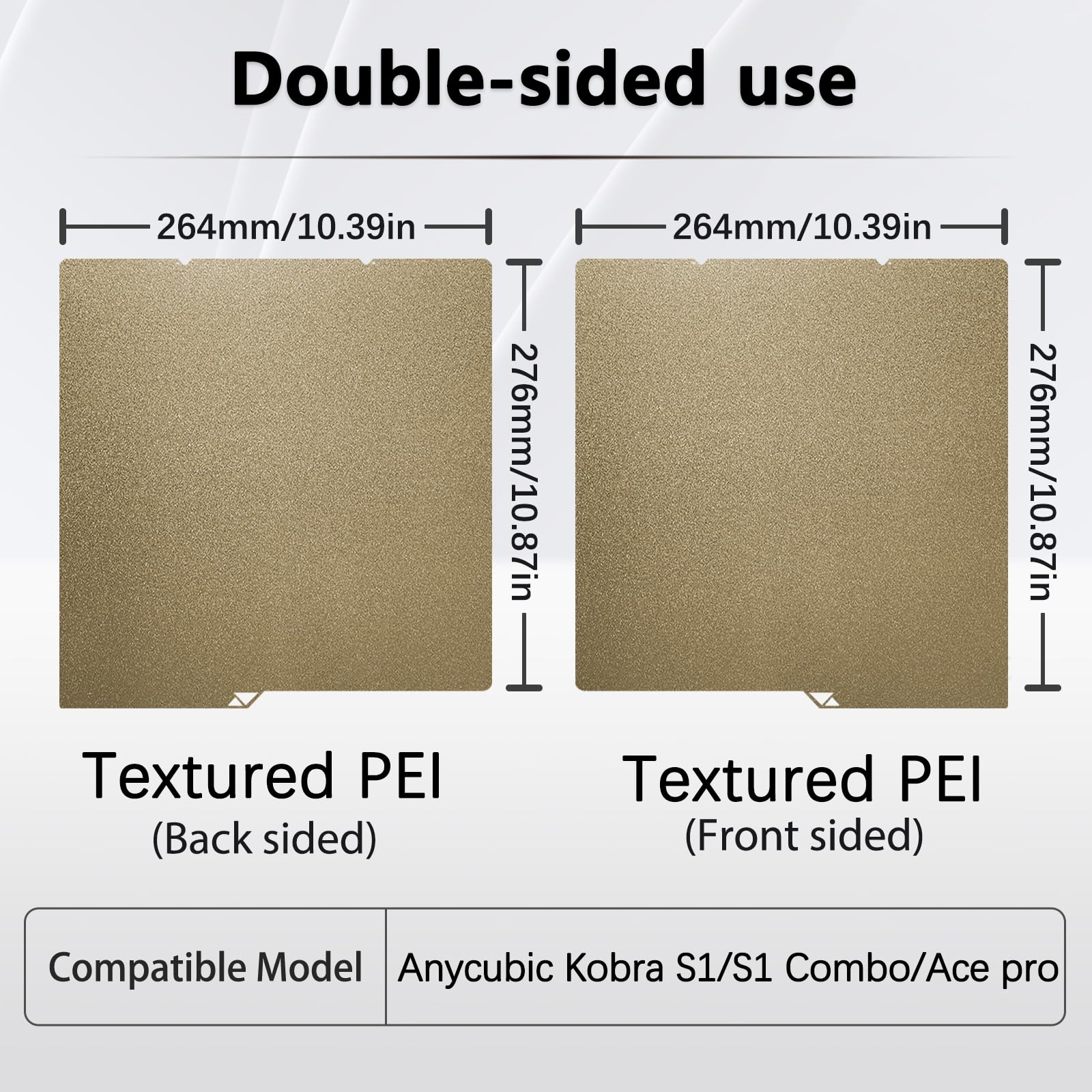 Plaque de construction Kobra S1 PEI 264 x 276 mm pour imprimante 3D Anycubic Kobra S1/Combo/ACE Pro, imprimante 3D Kobra S1, plate-forme d'impression de plaque de ressort chauffant