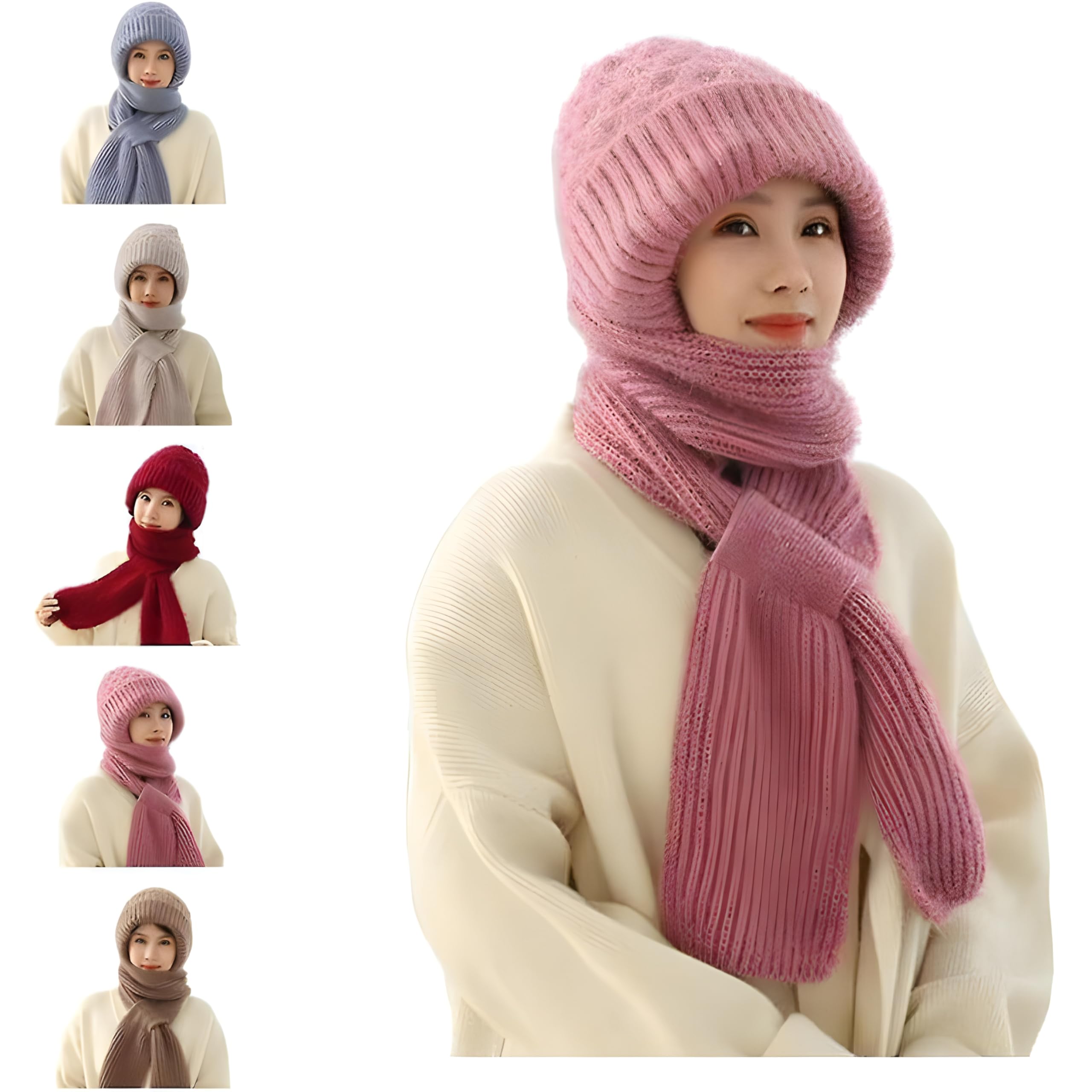 MASTANO Winter Cap for Women Woolen Cap with Muffler for Women, 2 in1 Winter Scarf Knitted Woolen Muffler-image-33