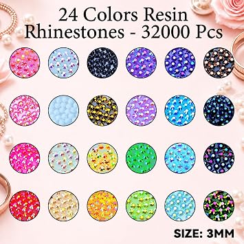 Bedazzling Kit 24 Colors, Bedazzler Kit with 30000Pcs Rhinestones, 2Pcs Jewelry Glue & Tools, 3mm Crystal Bedazzle Kits for Bedazzled Gems Nail Art Crafting - Christmas Birthday Gifts for Women