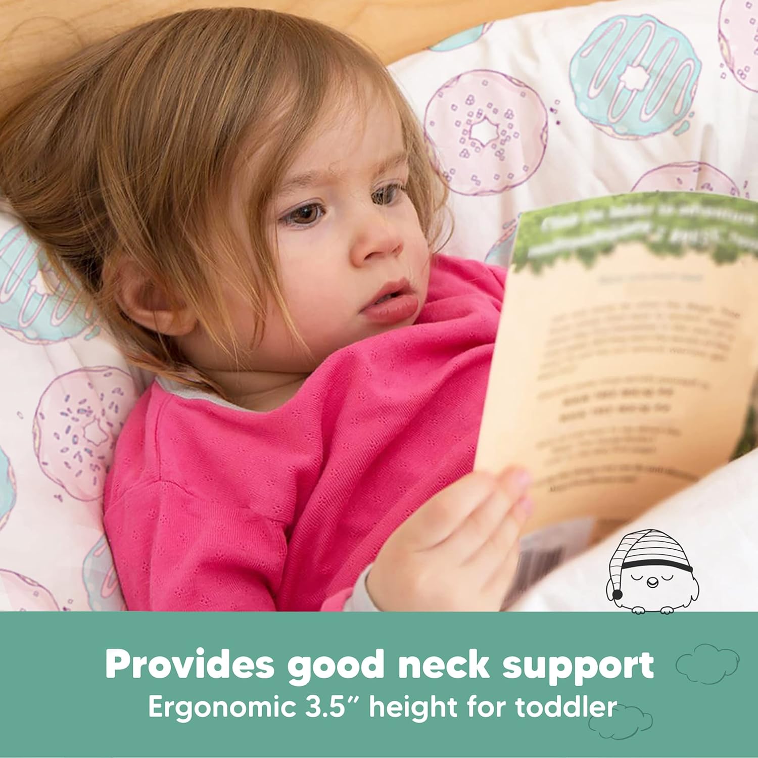 KeaBabies Toddler Pillow with Pillowcase and Baby Crib Sheets Bundle - Organic Cotton Toddler Pillows for Sleeping (Donuts) - 2-Pack Soft & Breathable Crib Sheets for Boys and Girls (Dreamland)