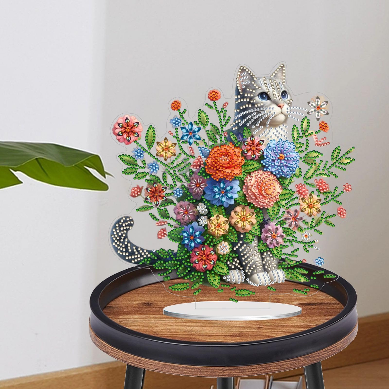 Kosiz 9 Pcs Diamond Painting Table Decorations - Spring Wildflower Acrylic Signs, Double-Sided, DIY Kit