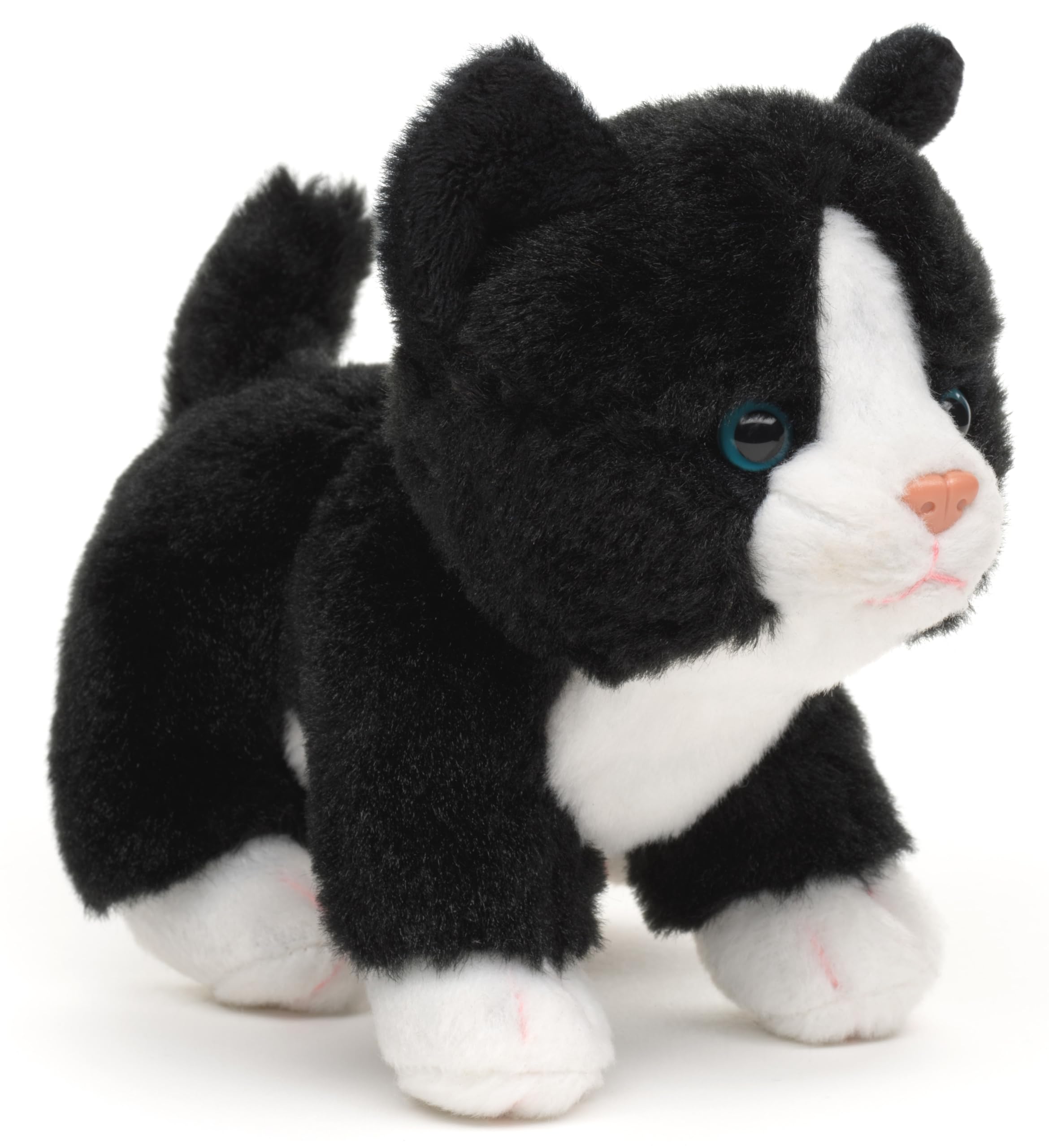 Uni-Toys - Cat Baby (Black/White), Standing - 13 cm (Height) - Plush Kitten - Plush Toy, Cuddly Toy, HT-30306