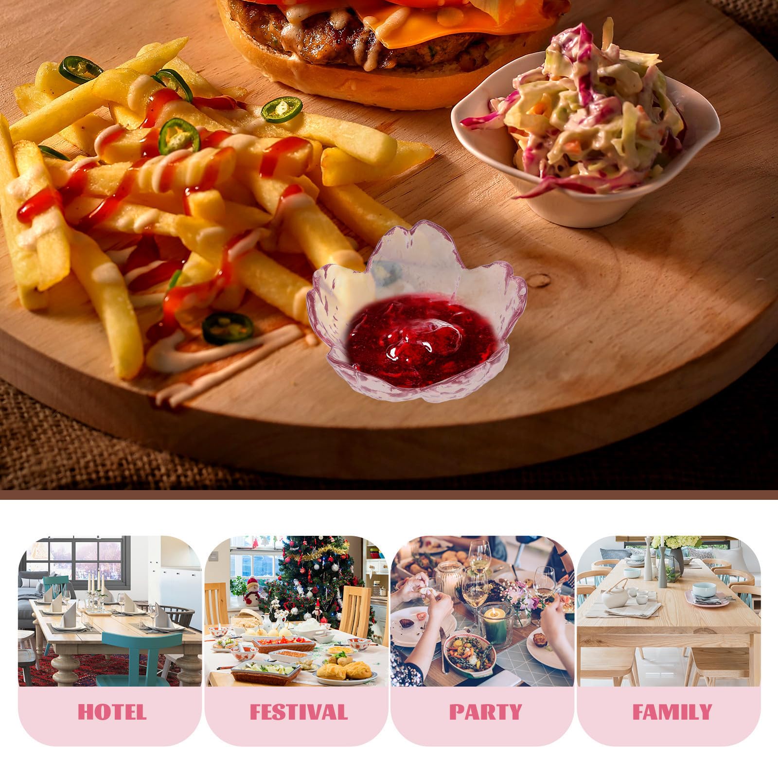 Didiseaon Kleine Dipschalen Stapelbar und Kompakt aus Glas 10 Stück in Kirschblütenform 90ml Volumen für Zuhause und Restaurant