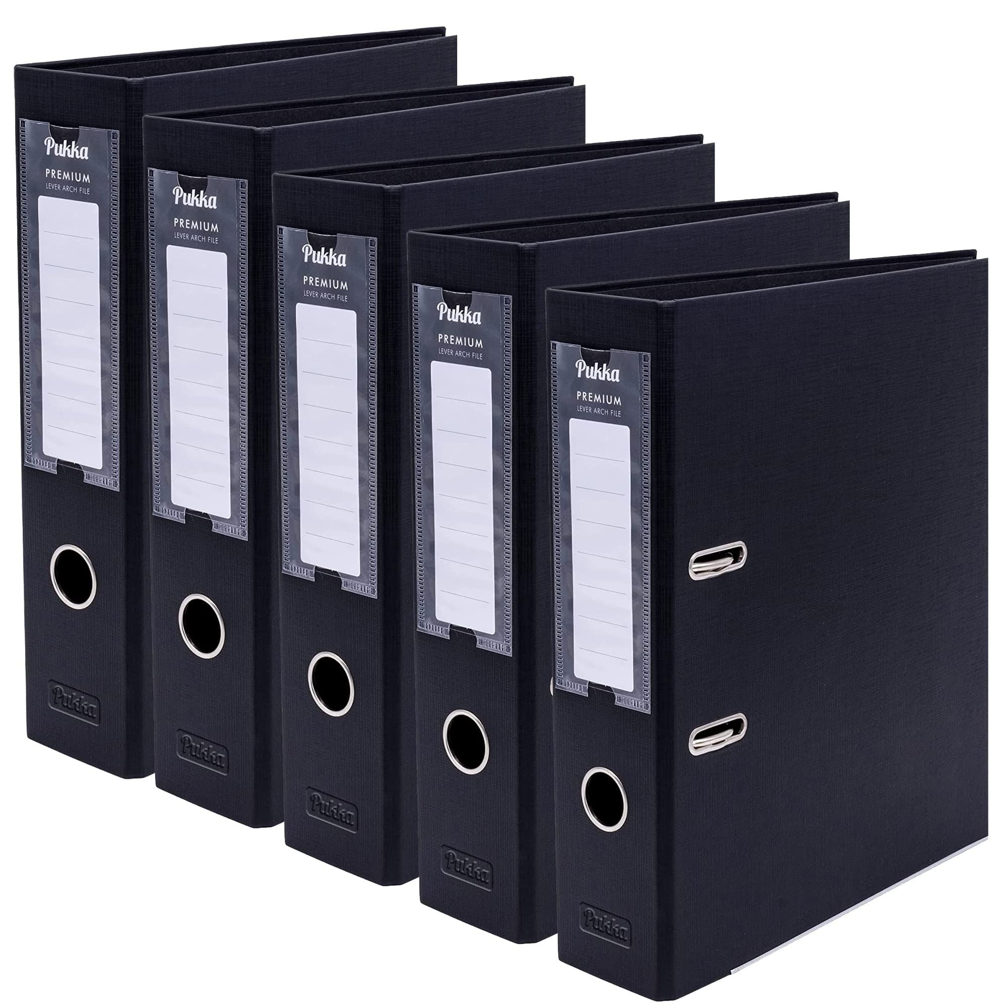 Pukka Pad, Premium Lever Arch File – 5 Pack of 2-Ring Binder Portfolios for Work or Home Paperwork Organisation - 32 x 28cm - BlackThe Forest Stewardship Council