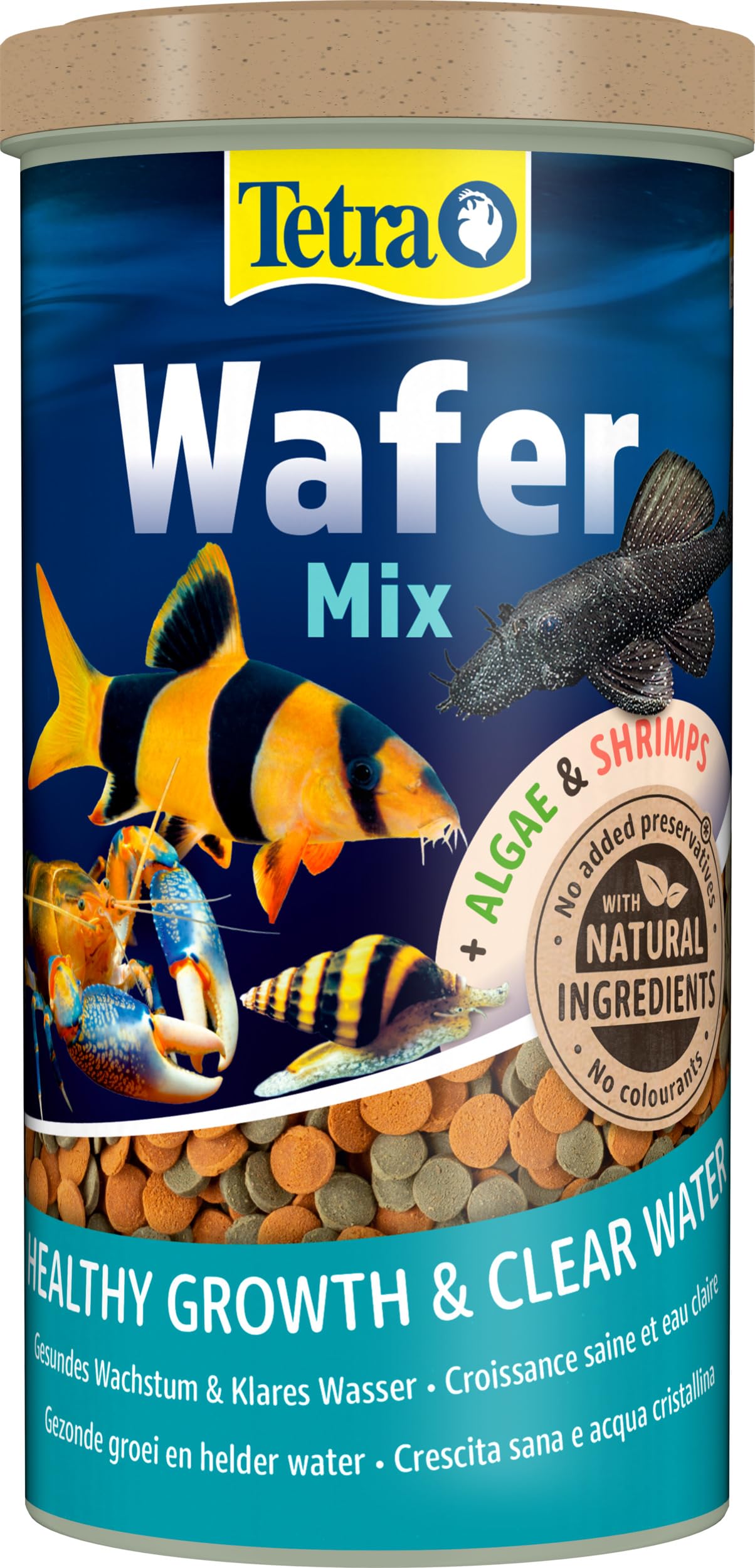 Tetra Wafer Mix - Cibo per tutti i pesci da fondo (ad es pesci gatto) e crostacei, per assicurare una crescita sana e vitalità, contenitore da 1 L