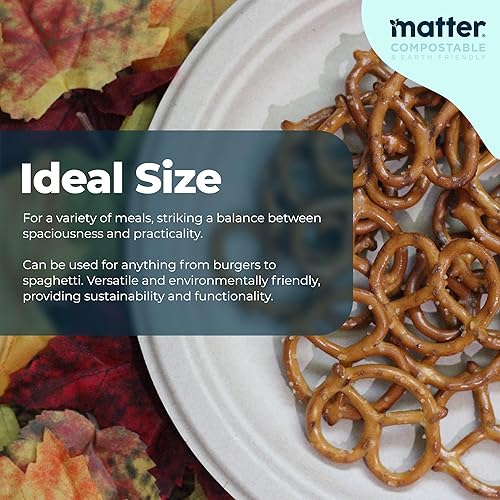 Miniatura 2 de Matter Platos de papel compostables de 9 pulgadas  Platos llanos desechables  Resistente para pollo, pasta, bistec  Ideal para barbacoa en el patio,