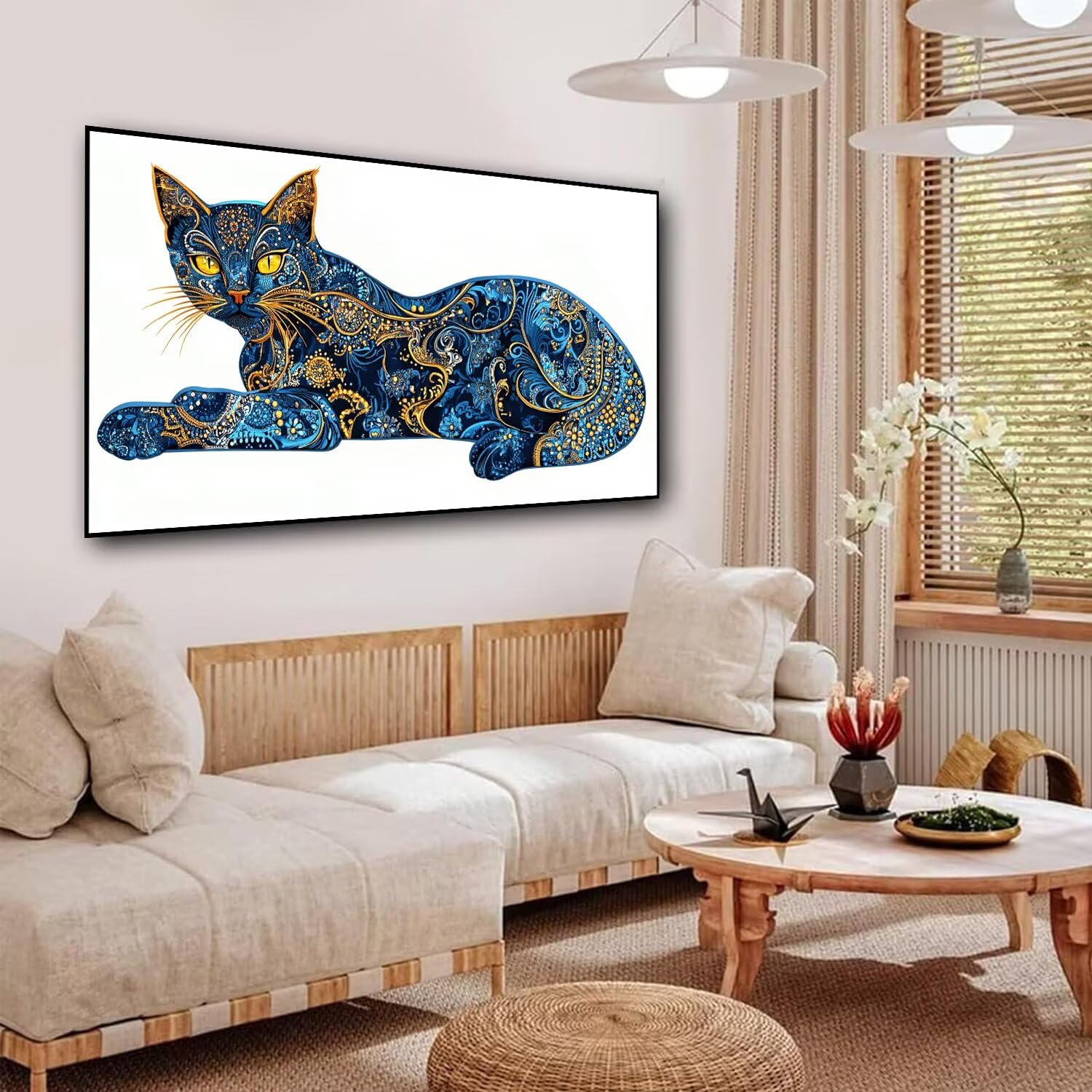 Pintar por Numeros Abstracto 100x200 cm Grande Pintar con Numeros Adultos Gato DIY Cuadros para Paint by Numbers Kit Lienzos Acrílico Pinceles Decor Hogar, Regalos Originales para Hombre/Mujer-KL669