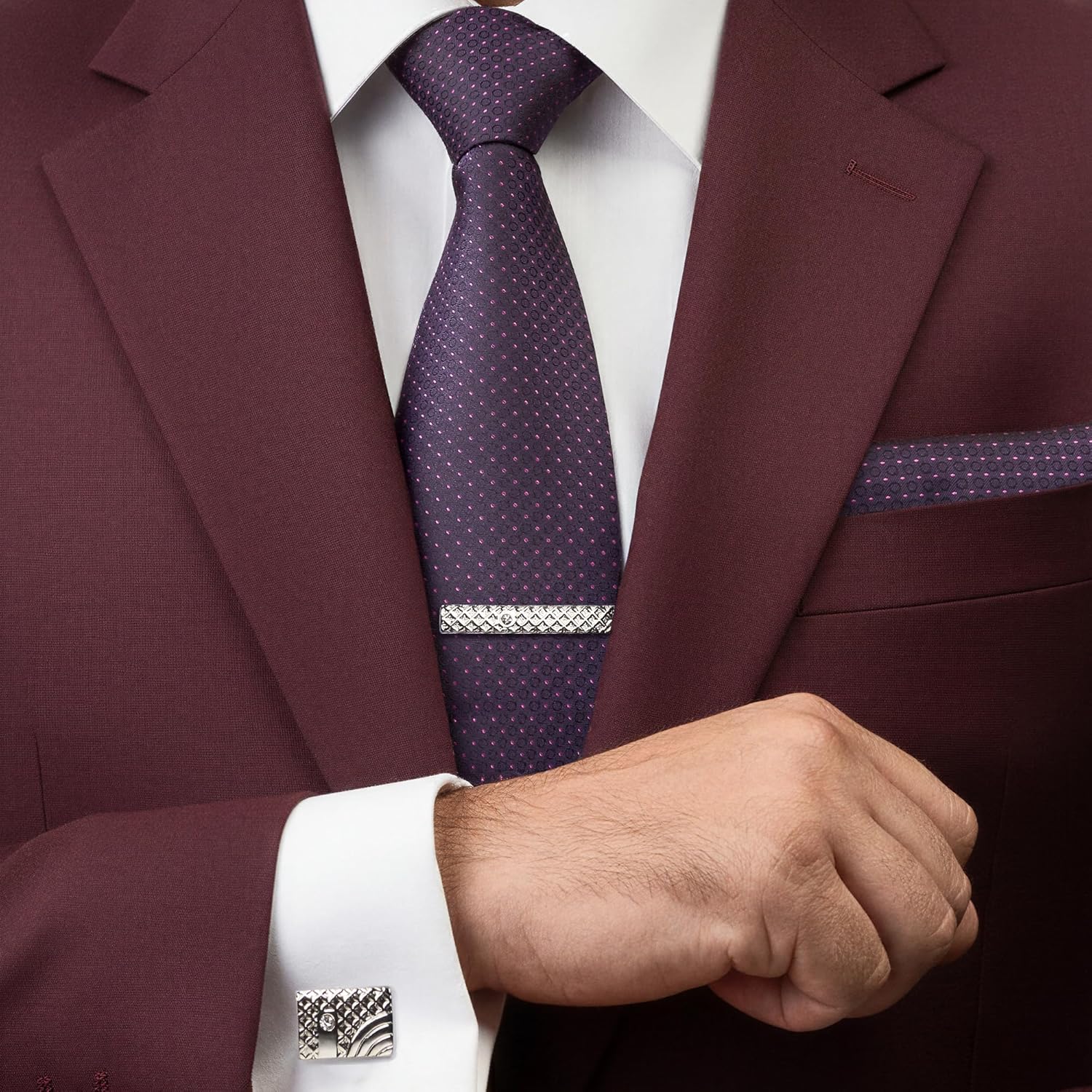 Premium Men’s Gift Tie Set Silky Necktie Pocket Squares Tie Clips Cufflinks For Men - Image 5