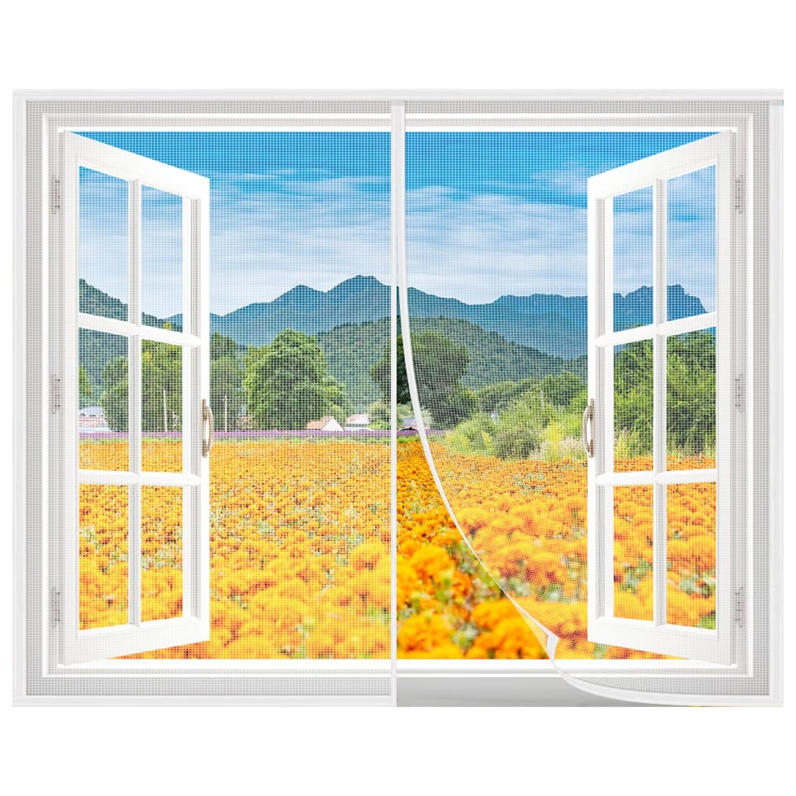 Moustiquaire magnétique blanche 140x185 cm pour fenêtre et patio