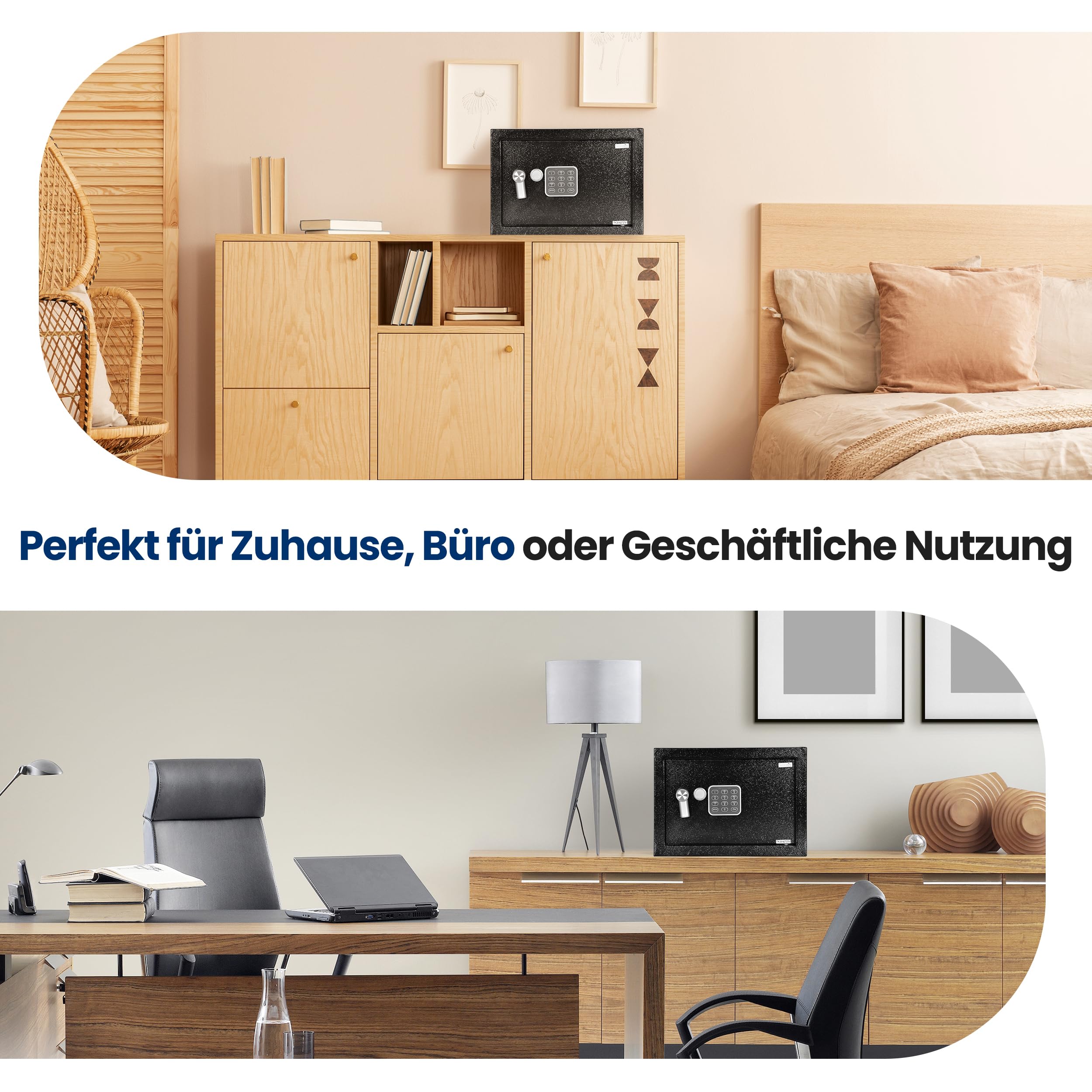 SereneLife Tresor, 4.7L Safe für Zuhause Feuerfest, Digitaler Boden/Wandtresor, Safebox mit Zahlenschloss für Bargeld, Schmuck & Wertsachen, Schranktresor mit Doppelbolzenverriegelung