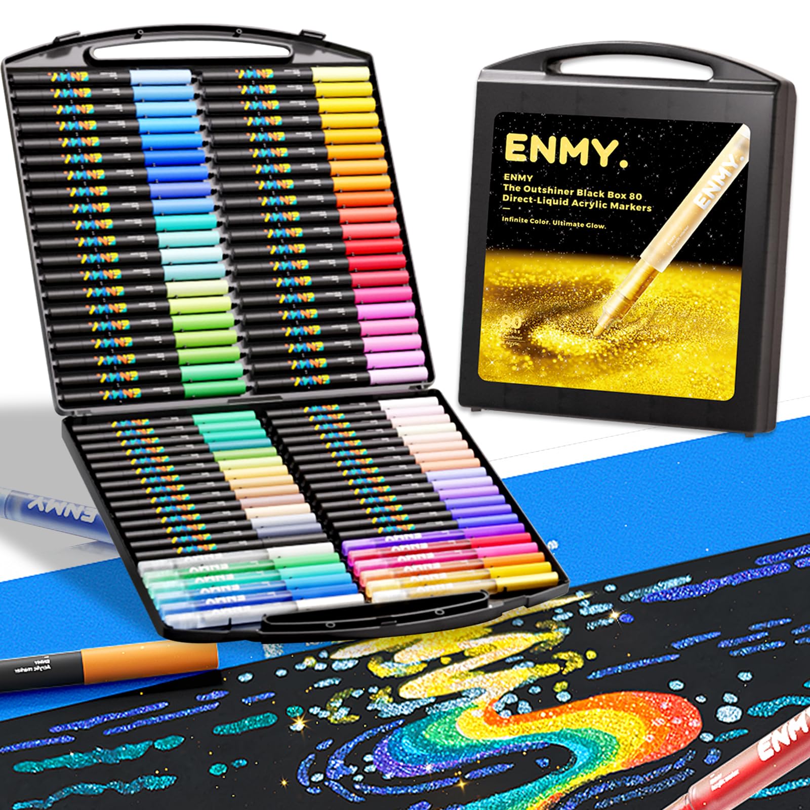 Amazon | ENMY 80色セット(68-12) 直液式 アクリルマーカー ラメ入り