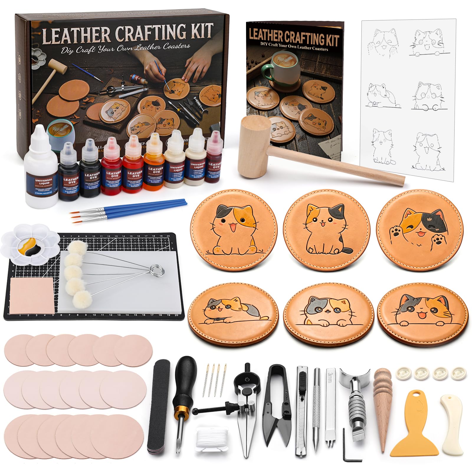 Leather Crafting Kit - Make Coasters & More! -1