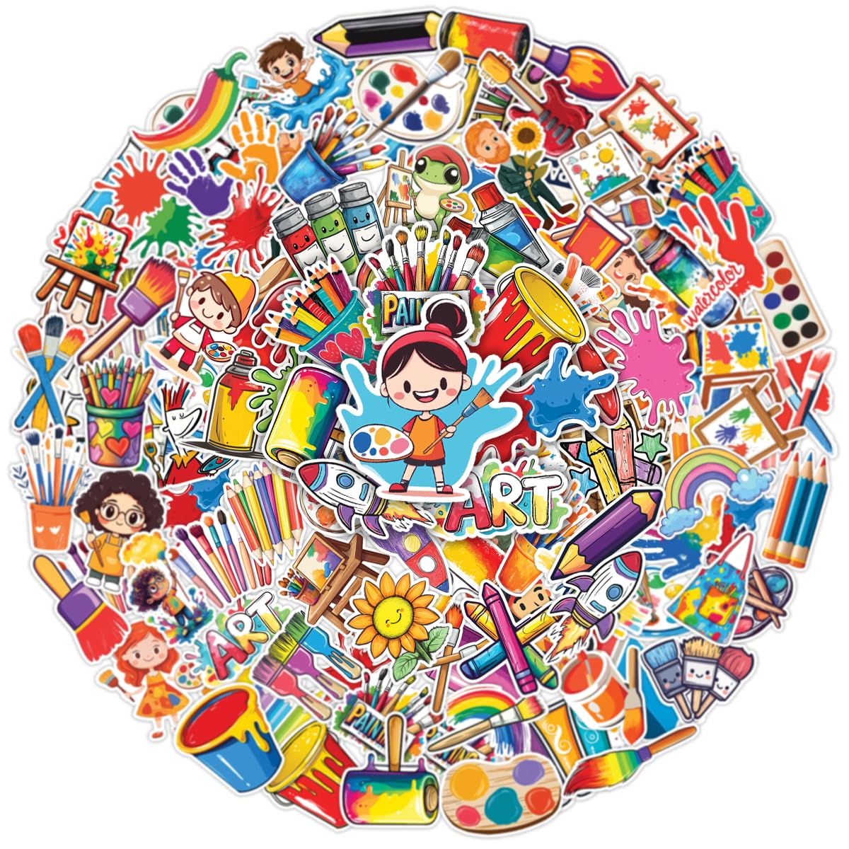 100 calcomanías artísticas para niños impermeables de vinilo para botellas y cuadernos