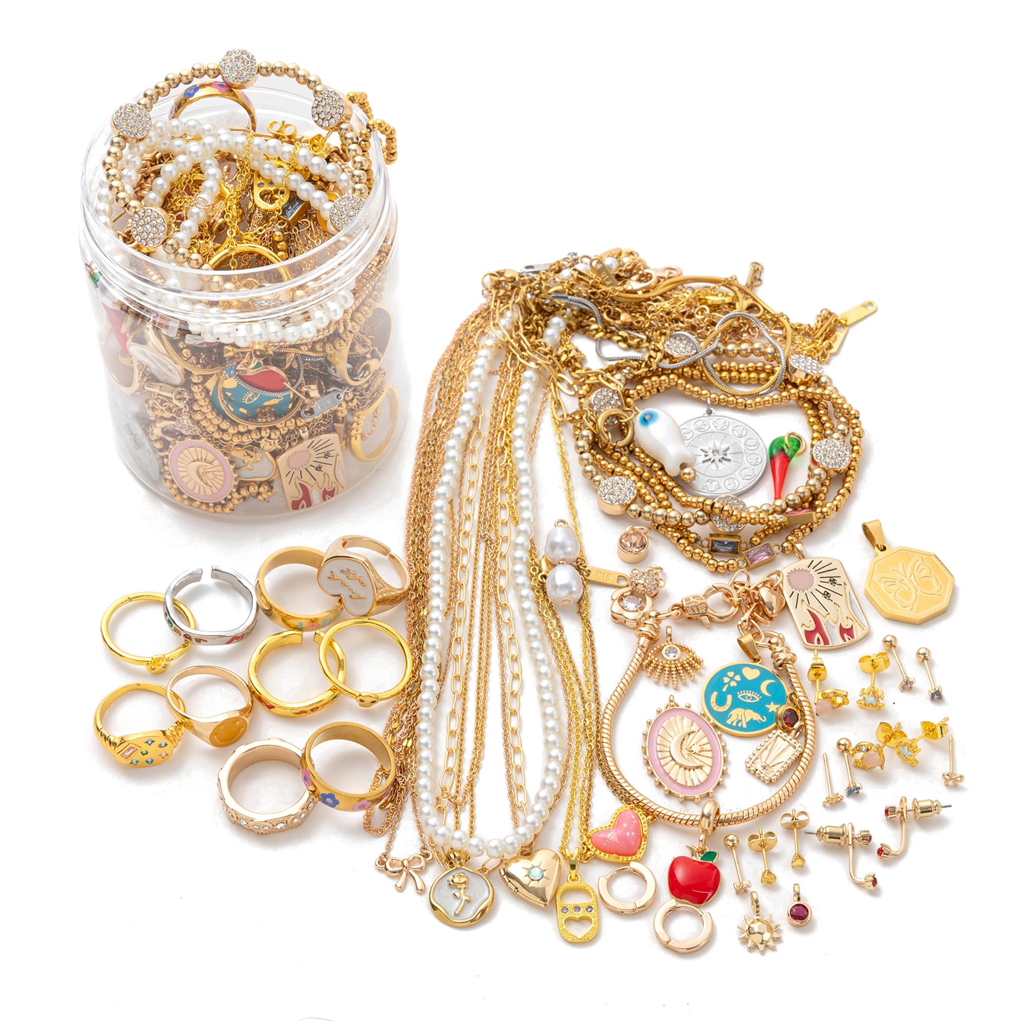 Amazon.com: GYUCHIC Mystery Jewelry Jar, 60Pcs Gold & Sterling