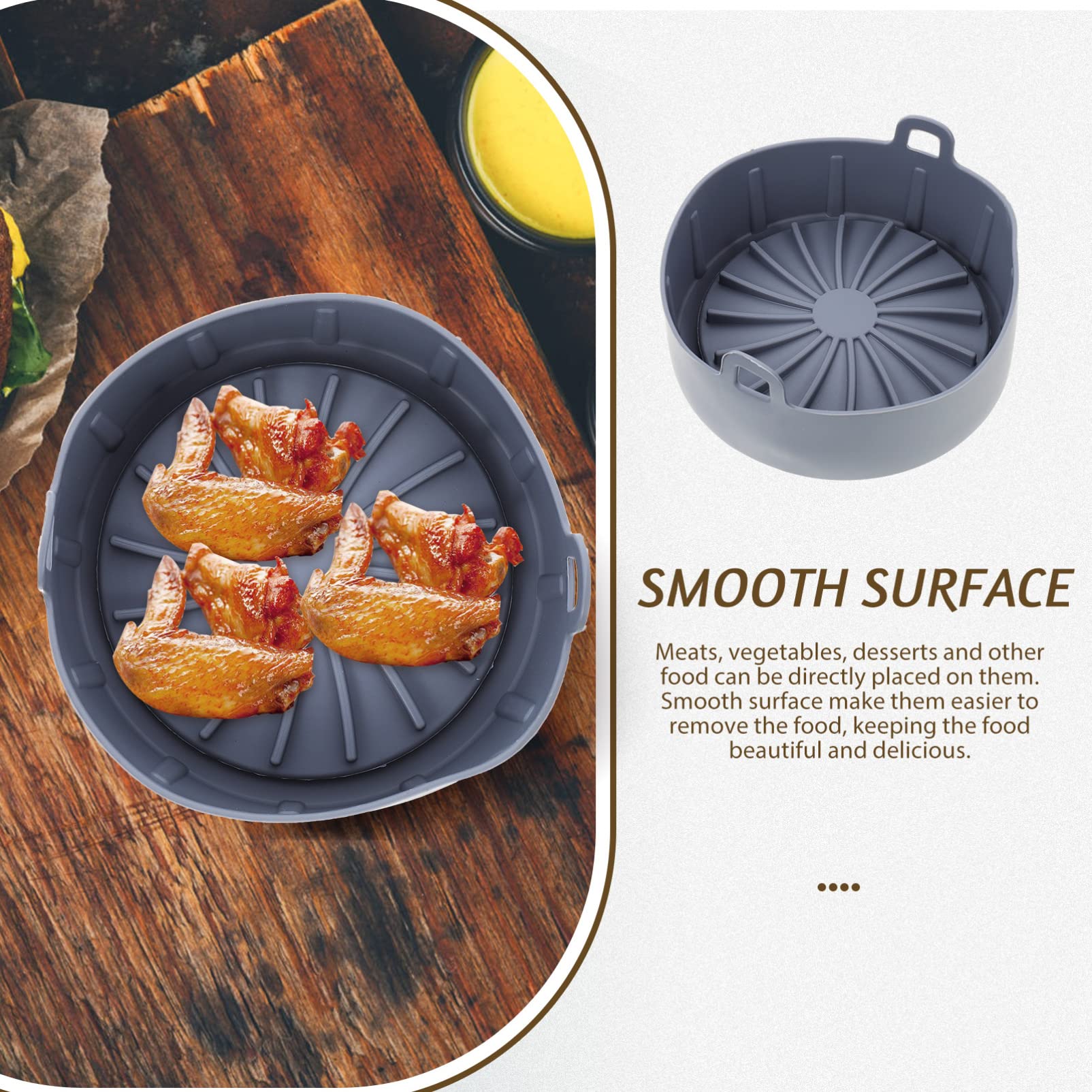 BESTonZON Cestello per Friggitrice ad Aria in Silicone Teglia da Forno Accessori per Friggitrice ad Aria Rivestimenti per Fondo del Forno