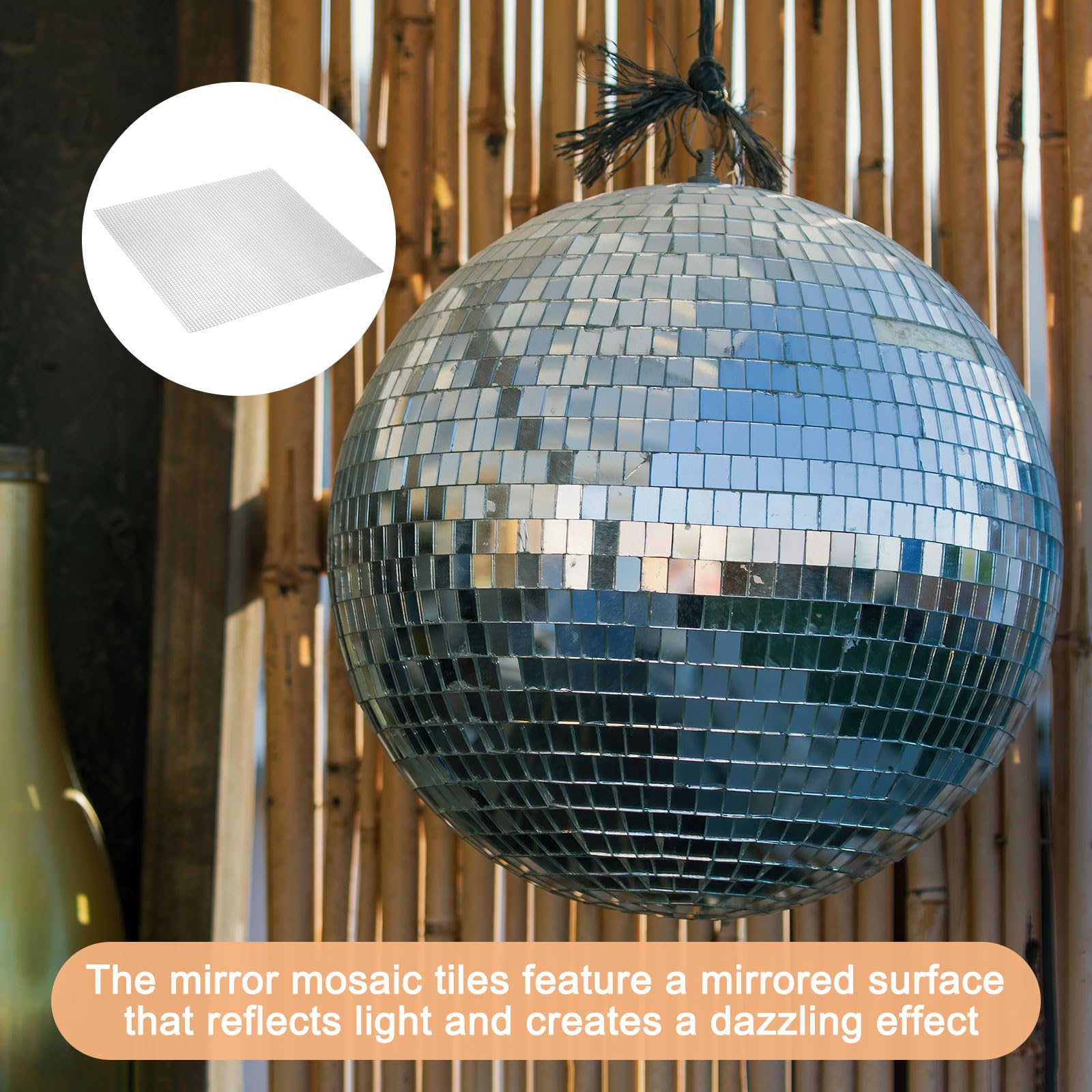 QUARKZMAN 36000 Pièces Miroirs Autocollants en Mosaïque, Mini Carreaux de Acrylique Carrés de 5 x 5 mm pour La Fabrication de Décorations Artisanales de Boule Disco, Argent