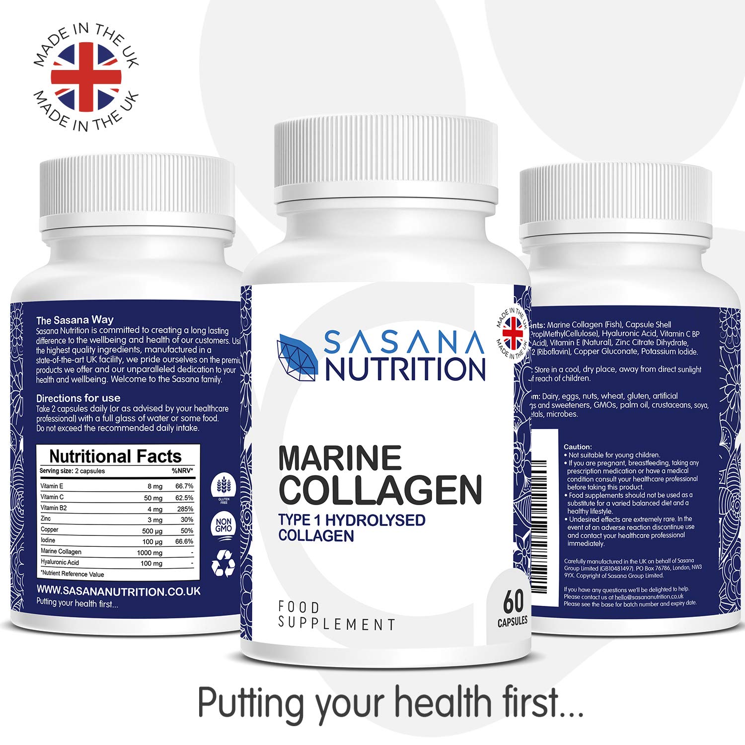 Sasana Nutrition Marine Collagen Tablets 60 Hydrolysed Marine