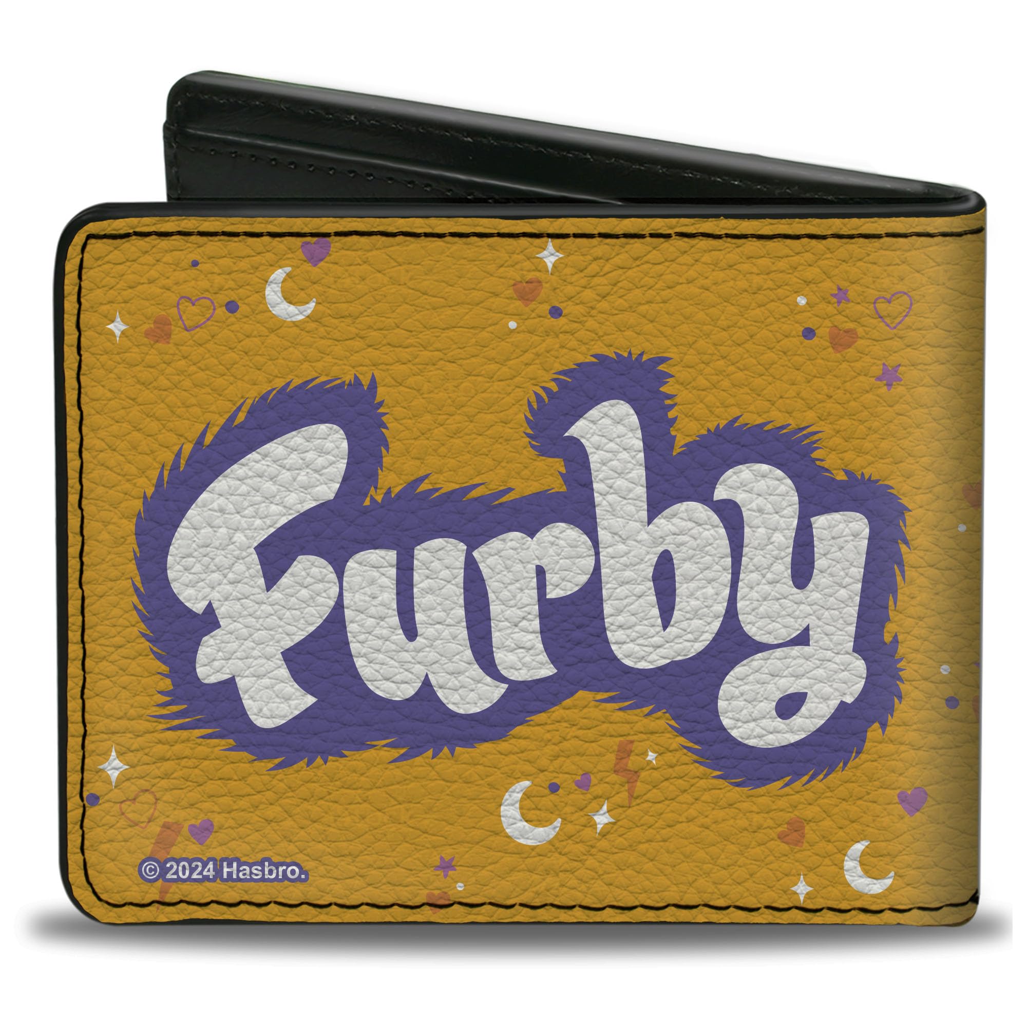 Buckle-Down Furby Wallet, Bifold, Furby Orange Furby Word To the Furb Heart Pose and Logo, Vegan Leather