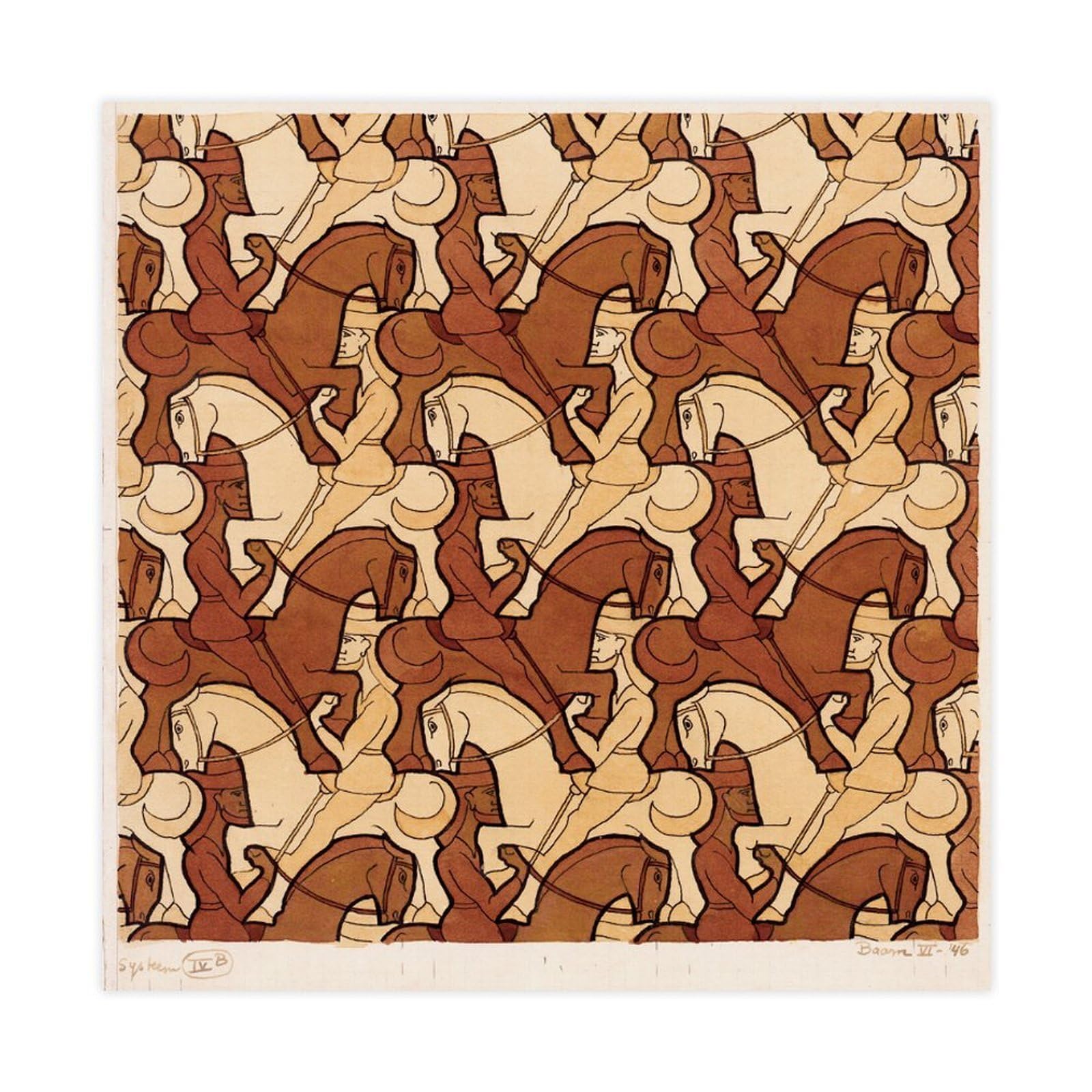 WCYB Horseman by Maurits Cornelis Escher Posters Prints Canvas Deco Paintings Wall Art Unframe 20" L X 20" W
