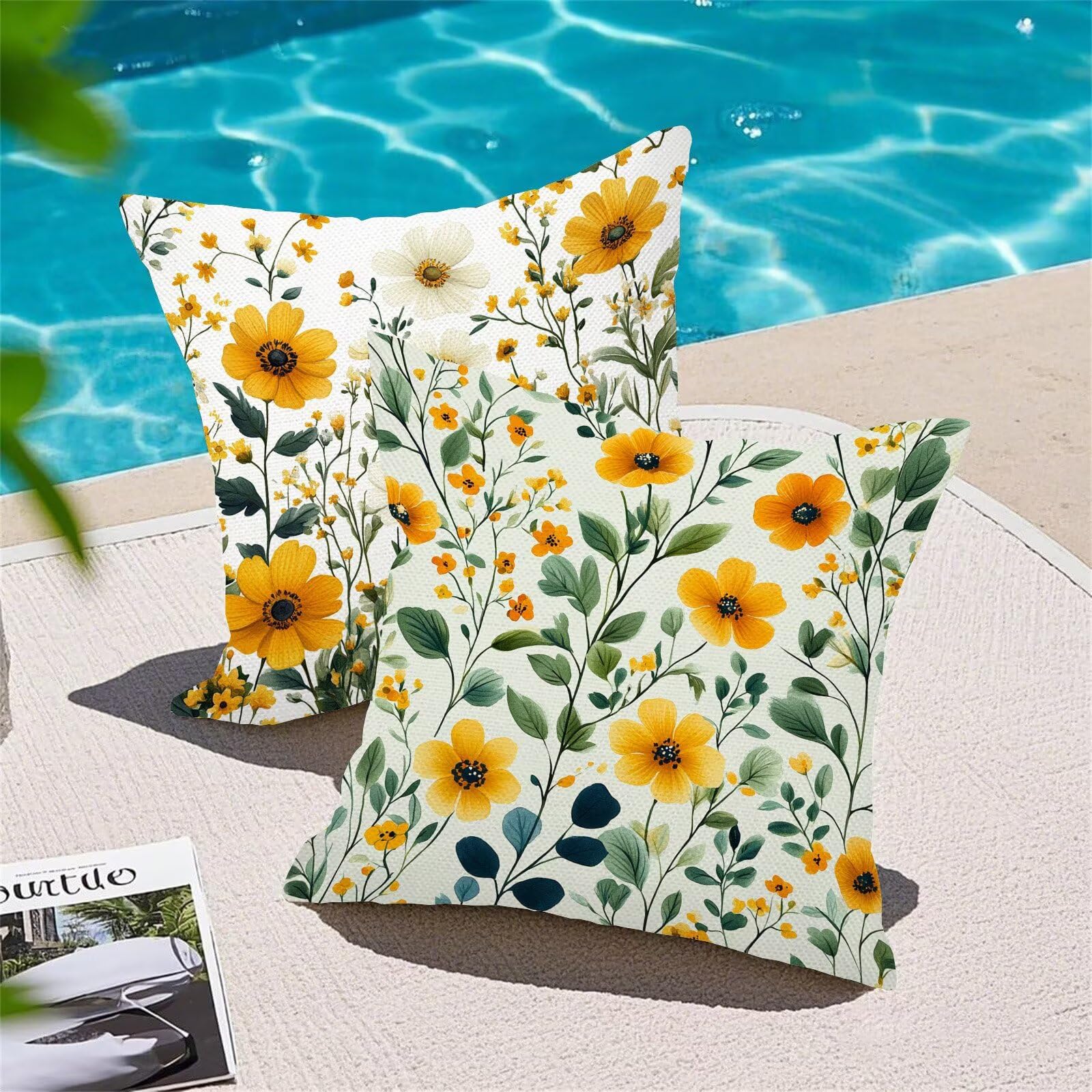 Juego de 4 Fundas Cojines Rural Flores (9) 80 x 80 cm Fundas Cojines, Decoración Moderna Cojin Exterior, para Sofá salón Coche Cama Sillas Decoración, Cuadrado Terciopelo Sofá Cojín Exterior m-479