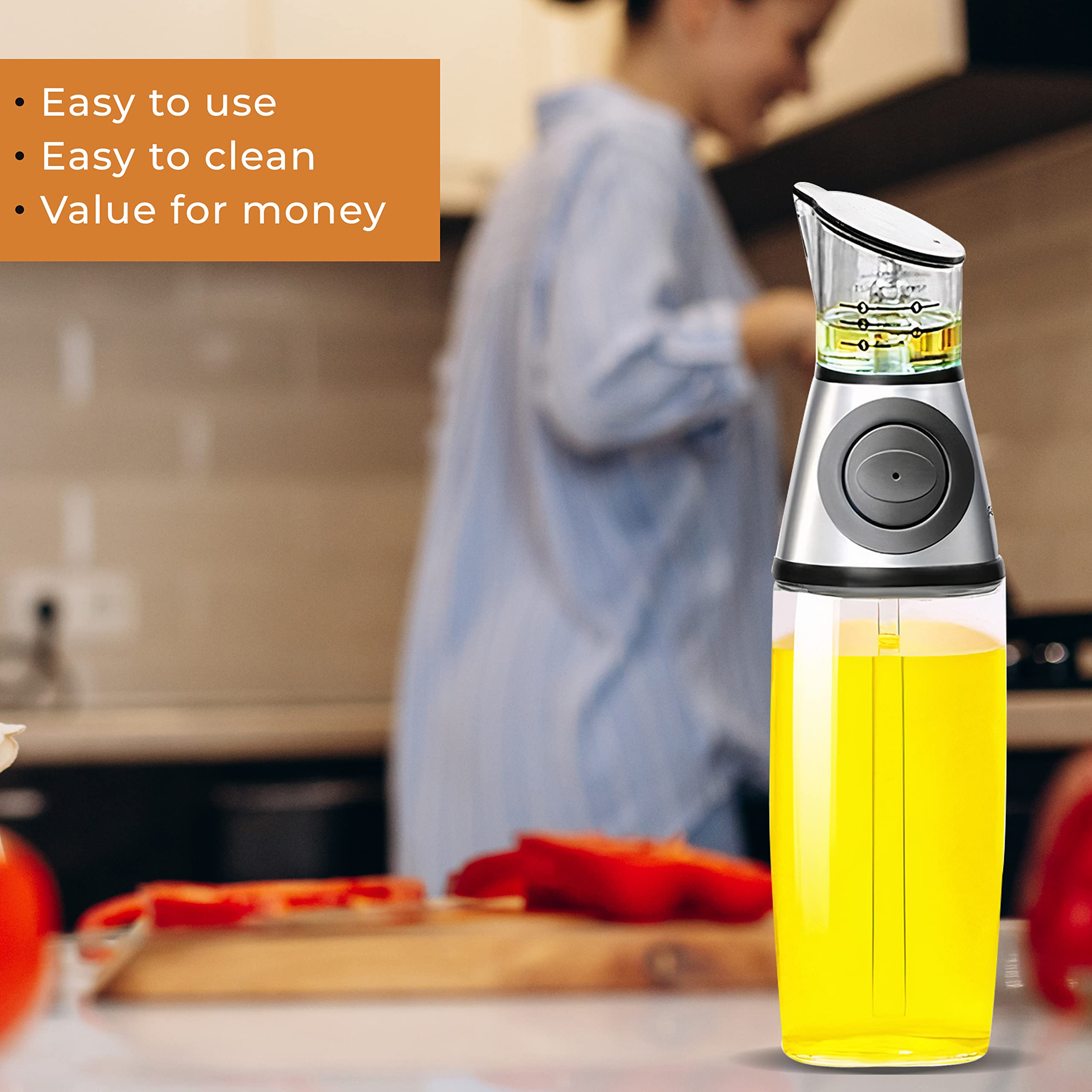Dispensador De Aceite De Vidrio 750 Ml - Con Medidor Y Tapón De Corcho, Para Cocina Y Restaurante