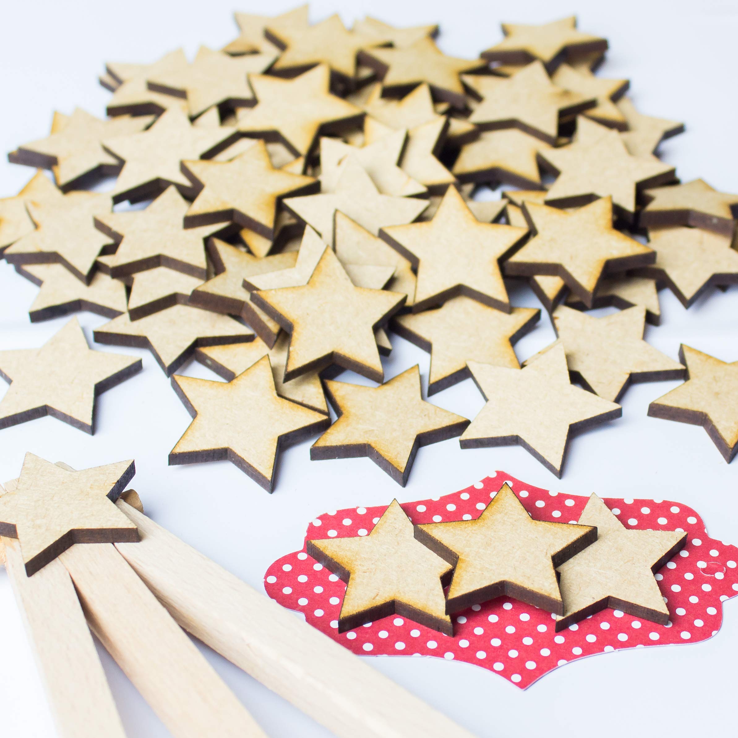 Wooden Christmas Stars 40mm Pack of 50 Laser Cut Craft Shape Card Making Embellishment
