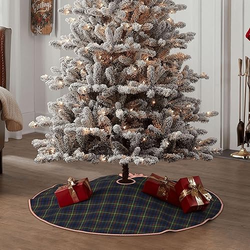 Miniatura 6 de Falda de árbol de Navidad de 30 pulgadas, falda de árbol de Navidad de lino de tartán de Clan MacLeish para fiesta de vacaciones, decoración de