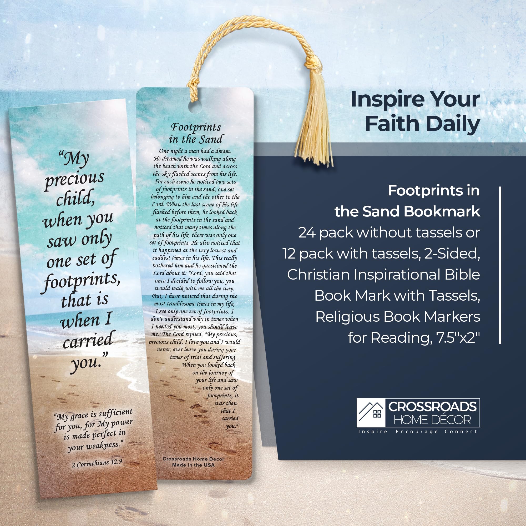 Amazon.com: Footprints in The Sand Bookmark - 12 Pack, 2-Sided, Christian Inspirational Bible Book Mark with Tassels, Bulk Religious Book Markers for Reading, 7.25 amazon-com-footprints-in-the-sand-bookmark-12-pack-2-sided-christian-inspirational-bible-book-mark-with-tassels-bulk-religious-book-markers-for-reading-7-25-x2-12-bookmarks-office-products