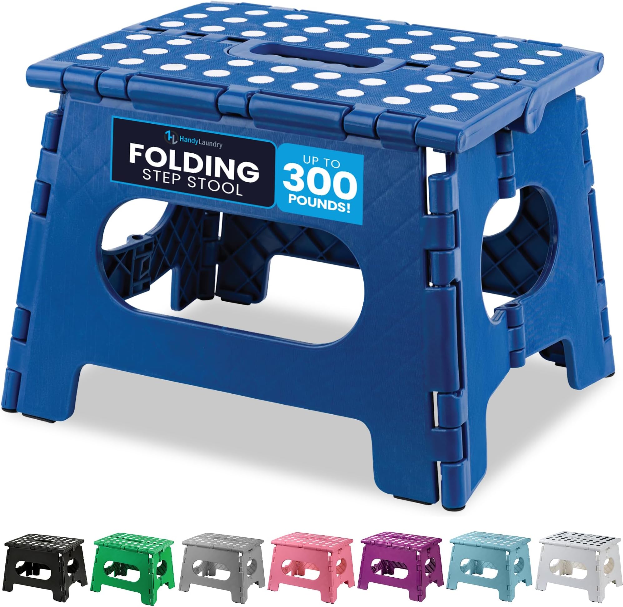 Folding Lightweight Step Stool - Sturdy Enough to Support Adults and Safe Enough for Kids - Opens Easy with One Flip - Great for Kitchen, Bathroom or Bedroom (Blue)