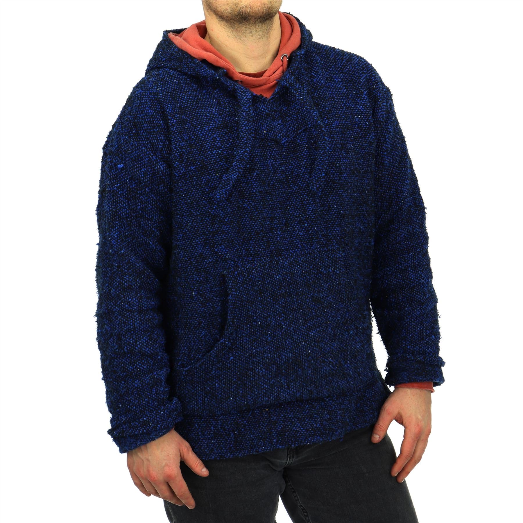 LOUDelephant Recycled Mexican Baja Jerga Hoody - Blue Fleck (Medium)
