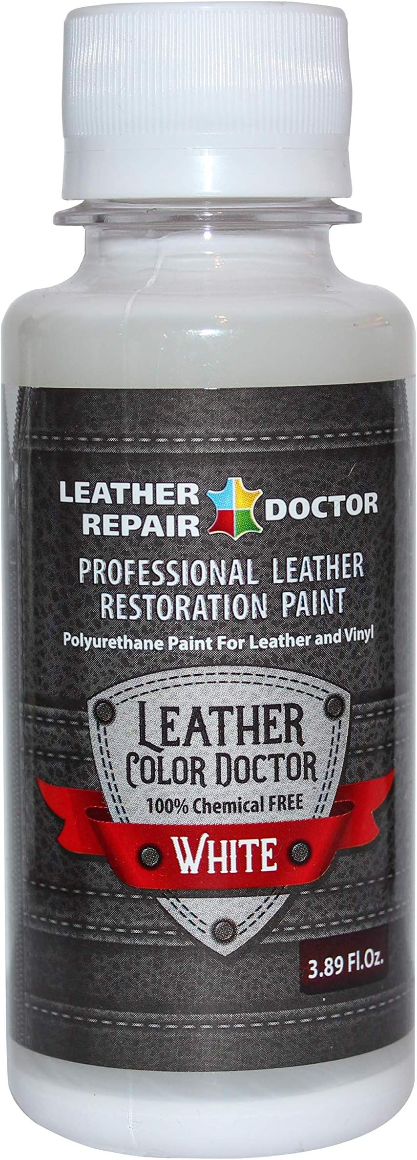 Professional White Leather Paint For Touch-Up, Recoloring and Restoration - Shoes, Jacket, Purse, Belt, Couch Chair, Sofa, Motorcycle and Car Seat