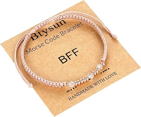 Btysun Morse Code Bracelets for Women Christmas Gift Stocking Stuffers for Teens Pink Braided Bracelets Inspirational Best Friend Birthday Gifts for Her High School Graduation Gifts for Her 2025 Mom Bracelet Jewelry