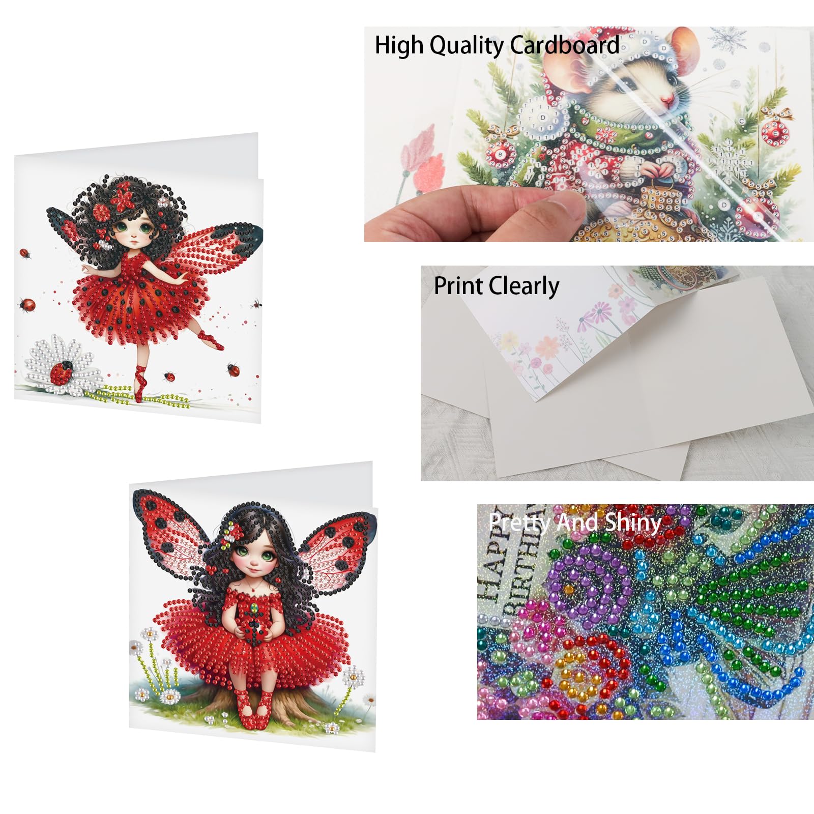 JISHSHAY 6 biglietti artistici con diamanti per pittura a diamante, biglietti di auguri con pittura a diamante, kit per pittura con diamanti, biglietti di compleanno, biglietti vuoti per feste di
