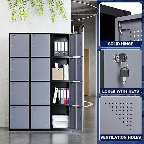 Miniatura 10 de Yizosh Armario de metal con 6 puertas, armarios de almacenamiento altos de acero para empleados, armarios de almacenamiento de casilleros de 71