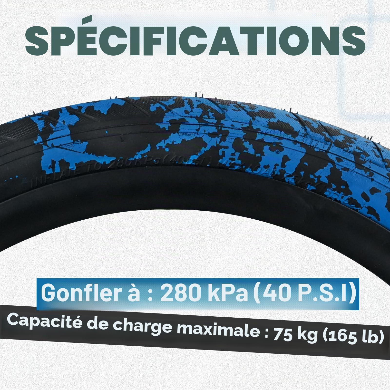 MEGHNA Pneu de VTT 20 x 2,4" (64-406) - Profil solide - Pour VTT, BMX, vélos pliants