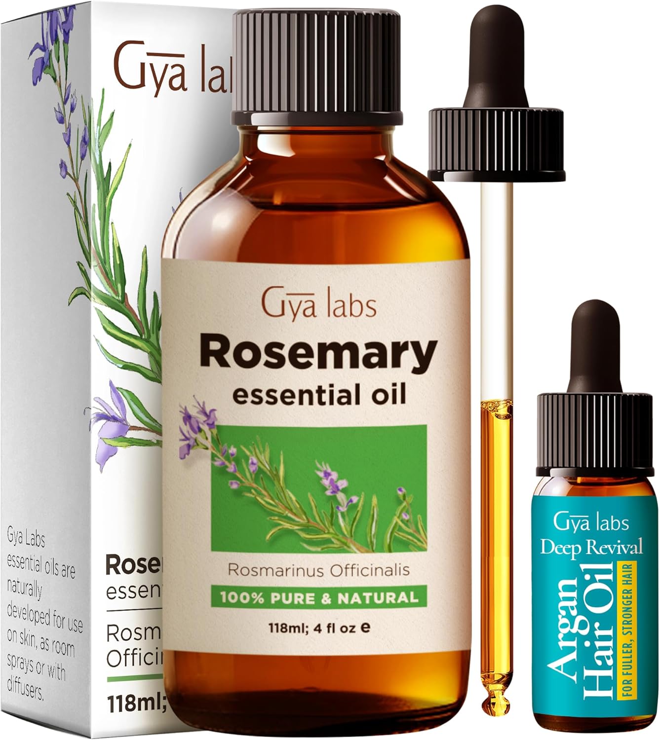 Gya Labs Rosemary Oil for Hair Growth – 100% Natural Rosemary Oil for Hair Skin & Scalp, Diffuser & Candle Making Scent – with 5 ml Deep Revival Argan Hair Oil for Hair, Pure Argan Oil for Hair Gya Labs Rosemary Oil for Hair Growth – 100% Natural Rosemary Oil for Hair Skin & Scalp, Diffuser & Candle Making Scent – with 5 ml Deep Revival Argan Hair Oil for Hair, Pure Argan Oil for Hair