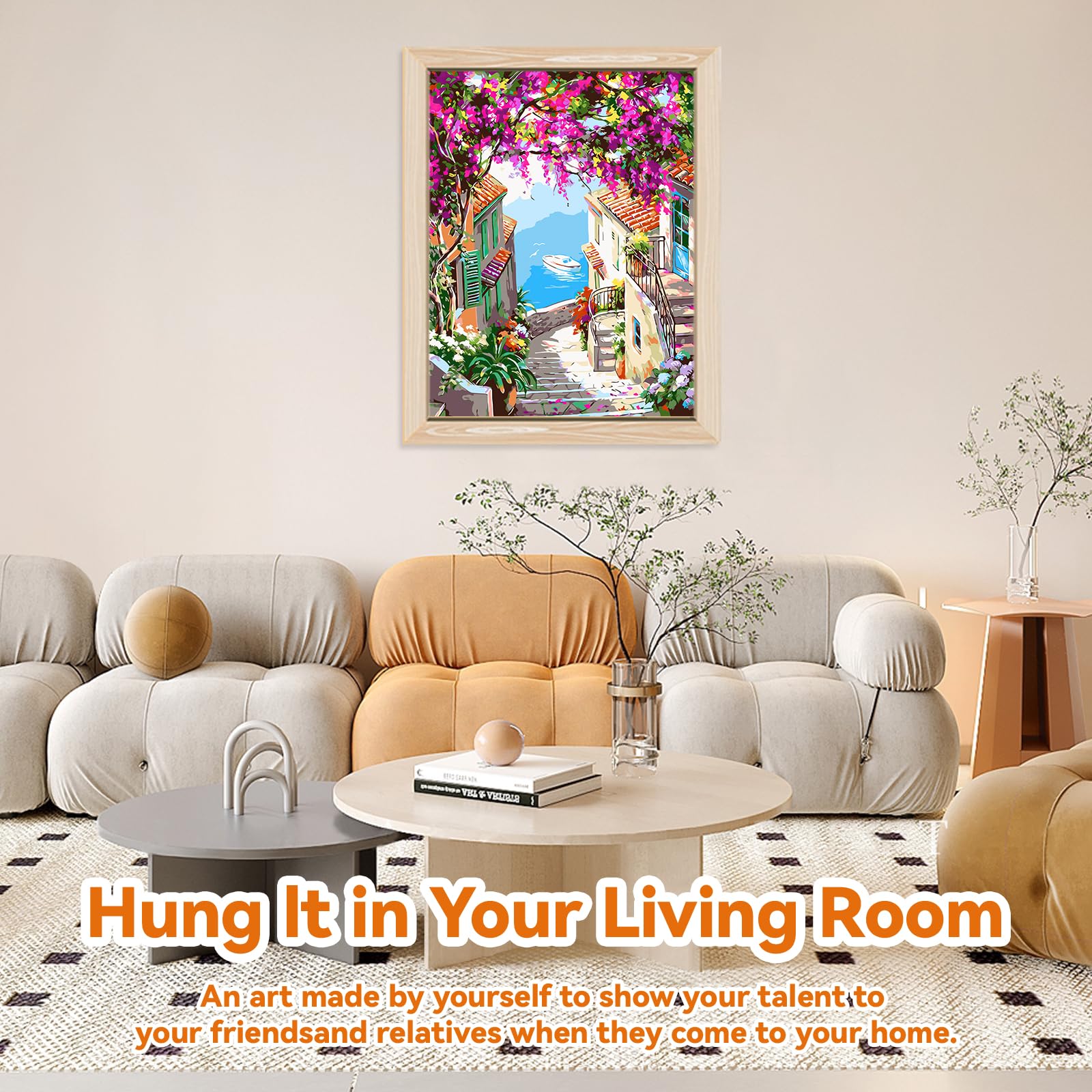 EFOTIML Kit di pittura per numeri per adulti principianti e bambini età 8-12, 1pcs 16x20 Canvas per Kit di pittura per adulti in scatola colorata (senza cornice) - Ciudad de Flores