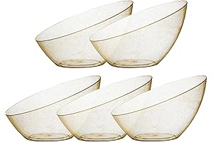 Angled Plastic Serving Bowls: Gold Glitter Plastic Candy Bowls for Weddings