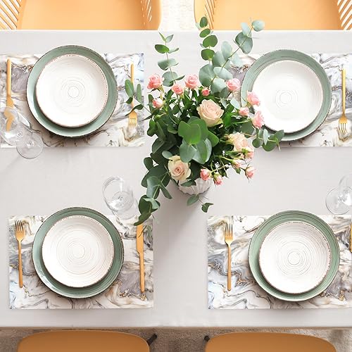 Miniatura 7 de AnyDesign - Juego de 50 manteles individuales de papel de mármol gris y dorado, moderno, abstracto, desechables, rectangulares, decorativos, para el