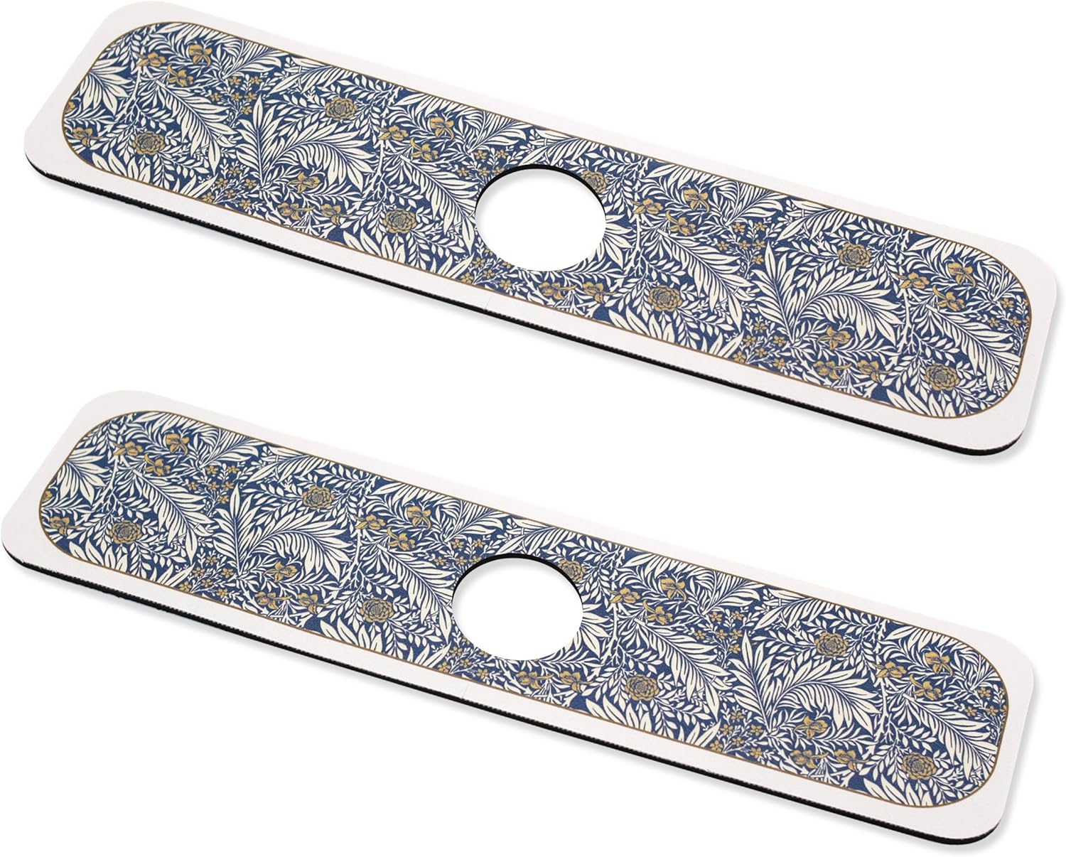 FerdY 2PCS Splash Guard for Sink Faucet, 15"×3.9" Absorbent Fast Drying Mat Sink Gadgets. Pad Behind Faucet Drip Catcher for Kitchen, Bathroom, Bar. Washable, spillproof and easy care, Leaf Pattern