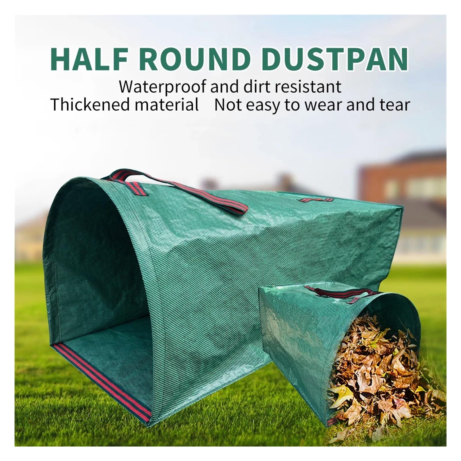 Saco Jardin Recogedor semicircular de maceta jardín Horizontal gran capacidad 270L for recoger malas hierbas y hojas, pala jardinería(270L 2PC plus gloves)