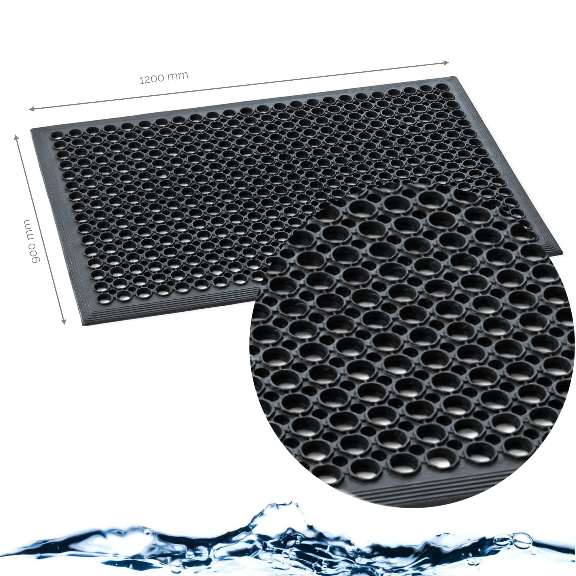 Kerafactum Fußmatte gelochte Fussmatte Fußabtreter Outdoor Teppich Antirutschmatte Schmutzfangmatte Schwarze Matte Gummimatte Gummi Schuhmatte gelocht Schuhabstreifer für Aussenbereich 120x80cm