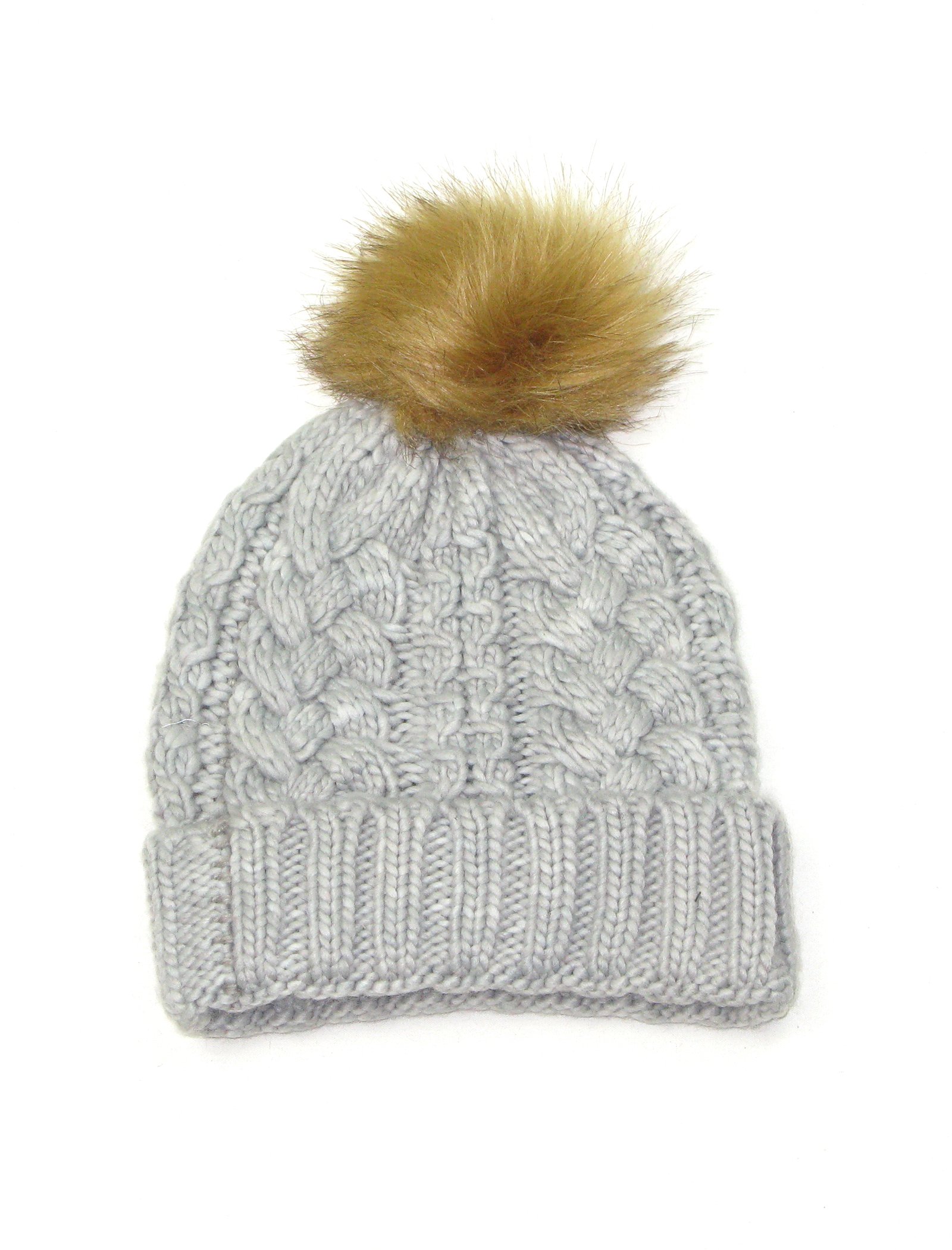 Lovarzi Women's Grey Hat With Pom Pom - Knitted Hats For - Pull On Hat Beanie