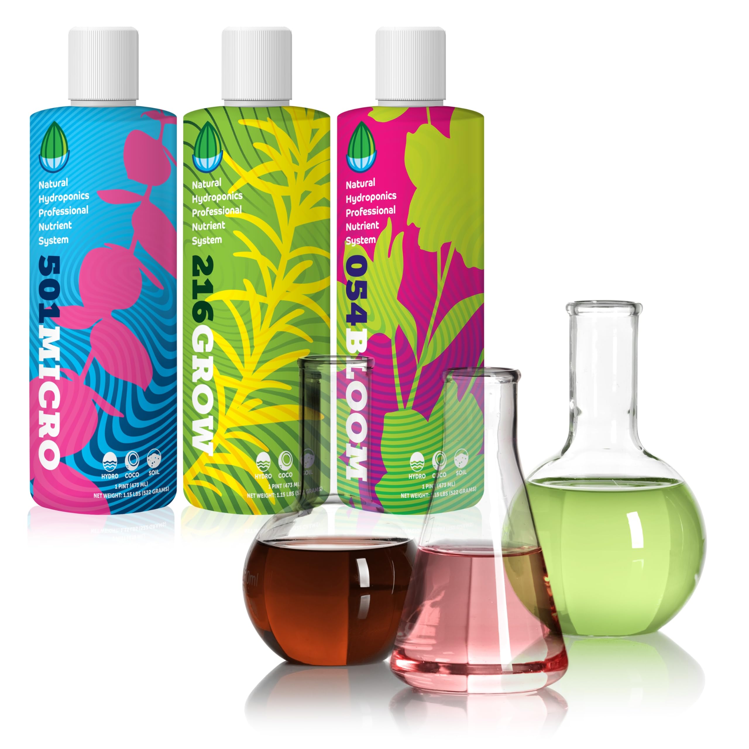 Professional Nutrient System Fertilizer Concentrate 3 Pint Pack (501MICRO, 054BLOOM & 216GROW)