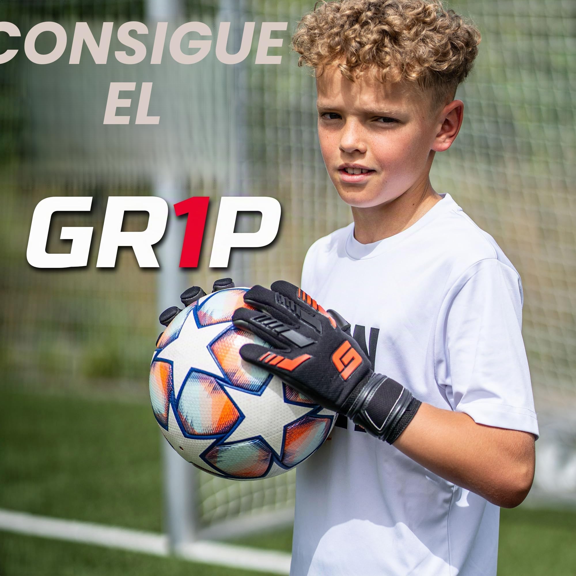 GRIPMODE Junior Red Guantes de Portero para niños con Fingersave I Extraíbles Individualmente, protección de Dedos Durante fútbol y Recubrimiento de látex para un Buen Agarre I Talla 4-6