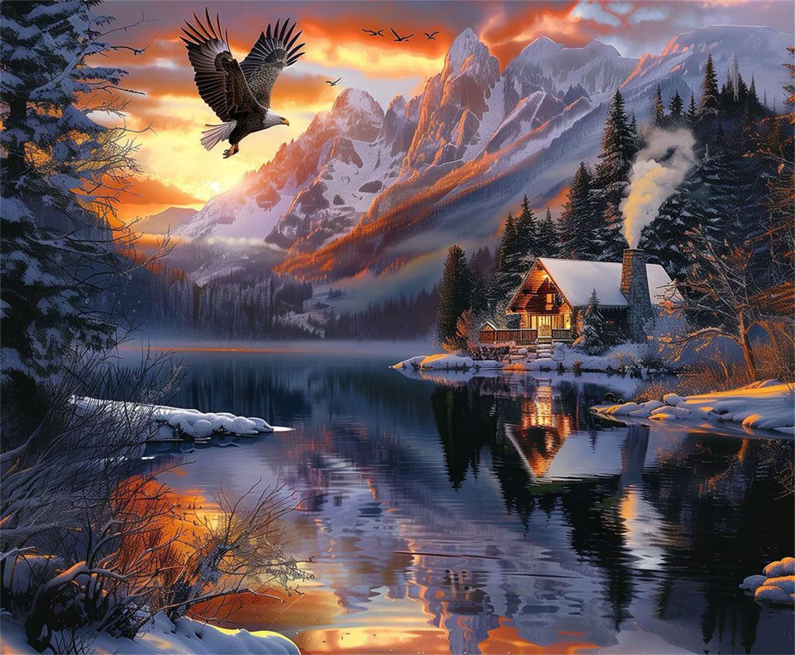 Puzzle 1200 Pezzi per Adulti Aquila Fiume Montagna Gioco Educativo Divertimento Impossible Difficile Puzzle per Adulti 1200 Pezzi 75 x 50 cm