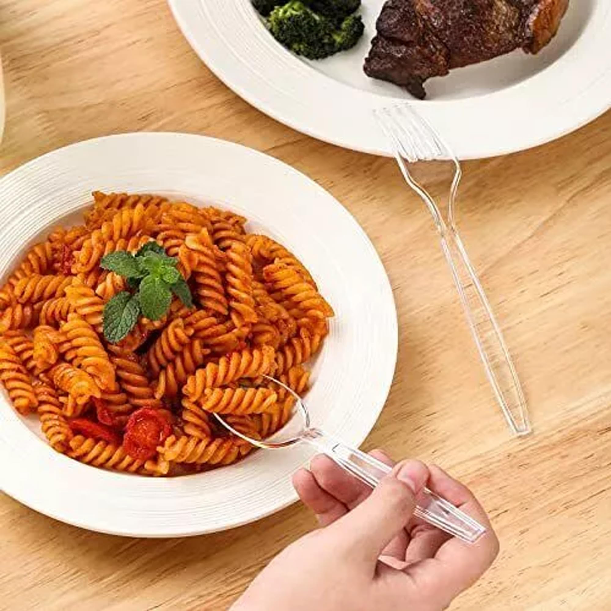 Posate riutilizzabili trasparenti 100 pezzi per feste buffet matrimoni