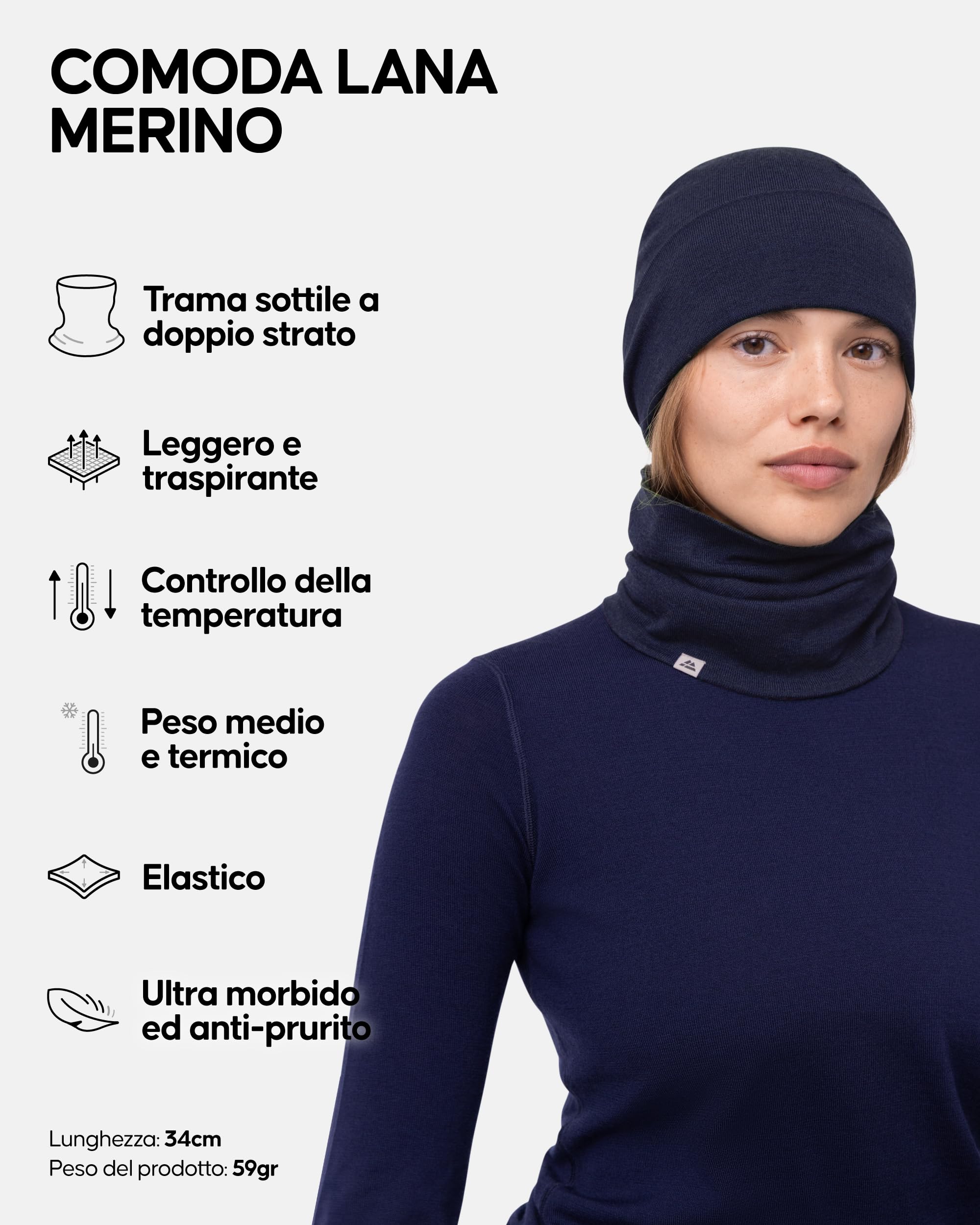 DANISH ENDURANCE Scaldacollo in Lana Merino per Uomo e Donna, Copricollo, Sciarpa, Coprifaccia Sportivo