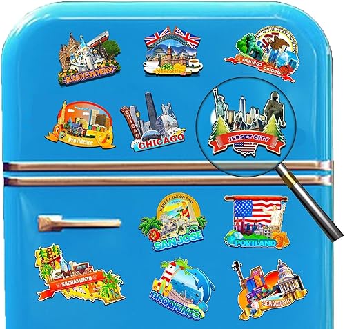 Miniatura 4 de Imán de madera para nevera de Jersey City New Jersey USA Monumentos de madera 3D para viajes, recuerdos coleccionables, decoración hecha a mano -2901